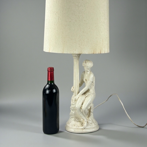 186 - A vintage painted plaster figural table lamp.