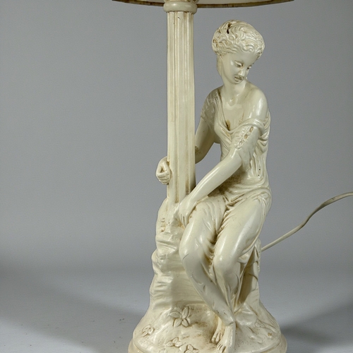 186 - A vintage painted plaster figural table lamp.