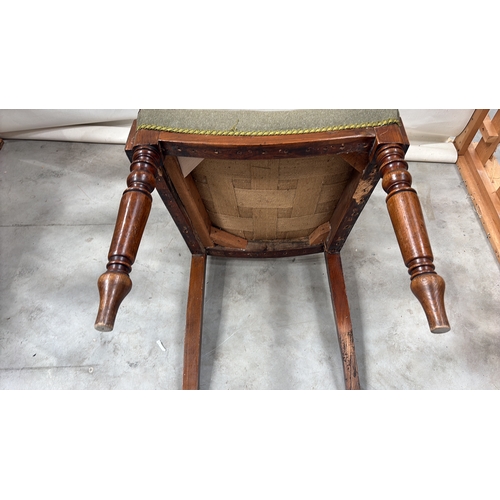 202 - Victorian mahogany open armchair with scroll arms, turned spindle back rail, upholstered seat and re... 