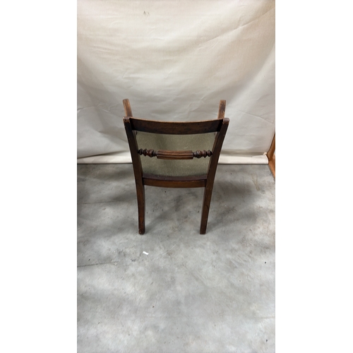 202 - Victorian mahogany open armchair with scroll arms, turned spindle back rail, upholstered seat and re... 