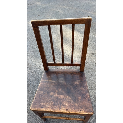 208 - Oak child's chair with rectangular slat back, square seat and stretchered legs, Arts & Crafts style,... 