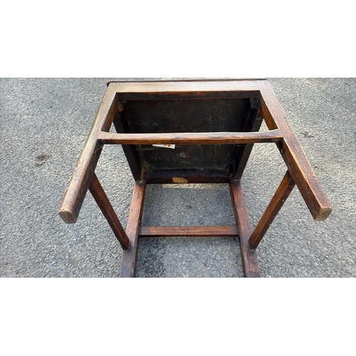 208 - Oak child's chair with rectangular slat back, square seat and stretchered legs, Arts & Crafts style,... 