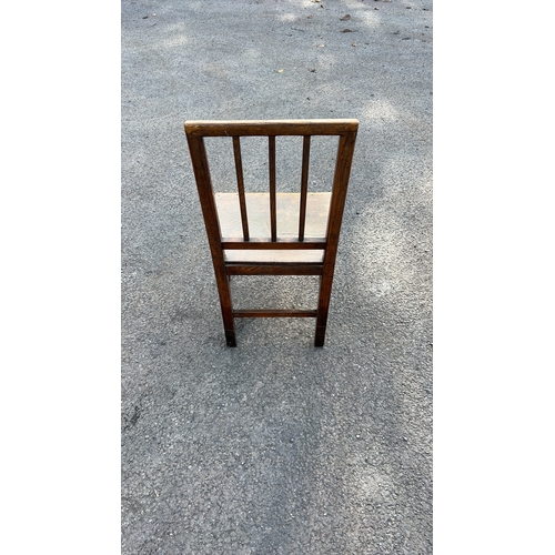 208 - Oak child's chair with rectangular slat back, square seat and stretchered legs, Arts & Crafts style,... 