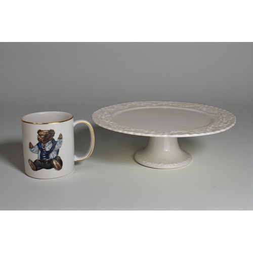 249 - A Ralph Lauren Wedgwood Polo bear mug and a Ralph Lauren cake stand.