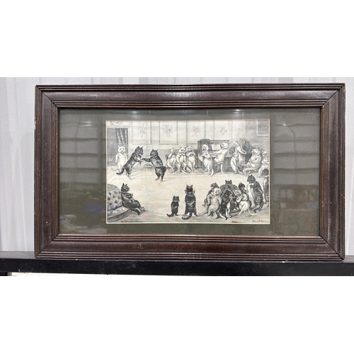 111 - Louis Wain (British, 1860–1939) anthropomorphic cat ballroom scene, printed engraving with plate sig... 