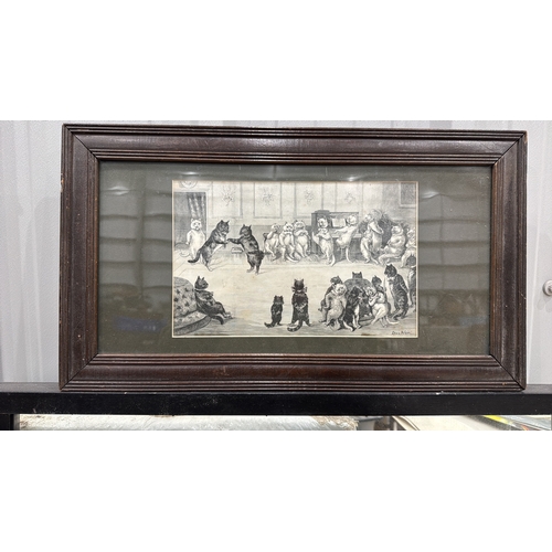111 - Louis Wain (British, 1860–1939) anthropomorphic cat ballroom scene, printed engraving with plate sig... 