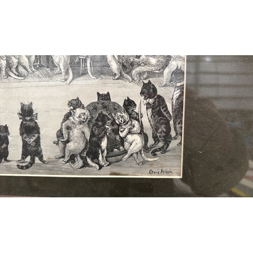 111 - Louis Wain (British, 1860–1939) anthropomorphic cat ballroom scene, printed engraving with plate sig... 