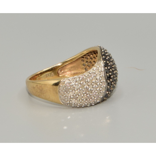 110 - 9ct gold ladies Twin colour Diamond statement ring in a wave pattern hall marked as Diamond  size P,... 