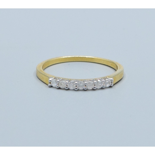 166 - 9ct gold ladies Diamond 7 stone half eternity ring with an estimated Diamond value of 0.25cts size S