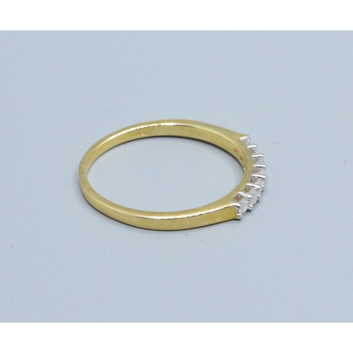 166 - 9ct gold ladies Diamond 7 stone half eternity ring with an estimated Diamond value of 0.25cts size S
