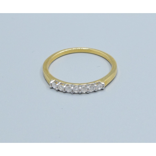 166 - 9ct gold ladies Diamond 7 stone half eternity ring with an estimated Diamond value of 0.25cts size S