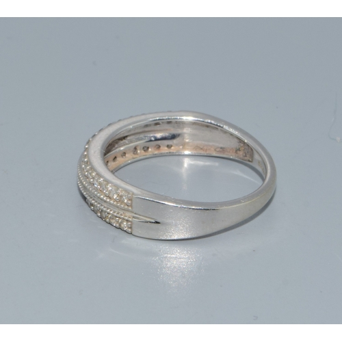 168 - 9ct white gold ladies Diamond twin row half eternity ring hallmarked in the ring as 0.33ct size M