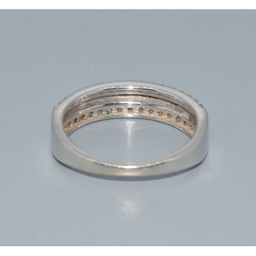 168 - 9ct white gold ladies Diamond twin row half eternity ring hallmarked in the ring as 0.33ct size M