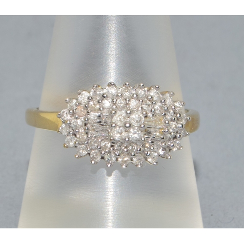213 - Diamond vari-cut statement ring in 9ct gold estimated as 0.50cts in an open work setting size R. 3.9... 