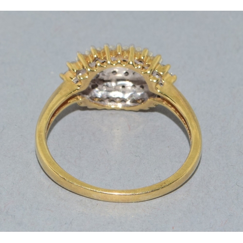 213 - Diamond vari-cut statement ring in 9ct gold estimated as 0.50cts in an open work setting size R. 3.9... 