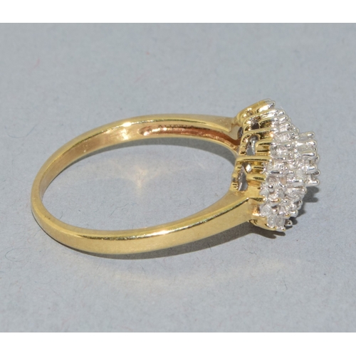 213 - Diamond vari-cut statement ring in 9ct gold estimated as 0.50cts in an open work setting size R. 3.9... 