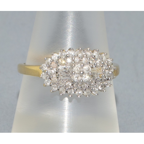213 - Diamond vari-cut statement ring in 9ct gold estimated as 0.50cts in an open work setting size R. 3.9... 