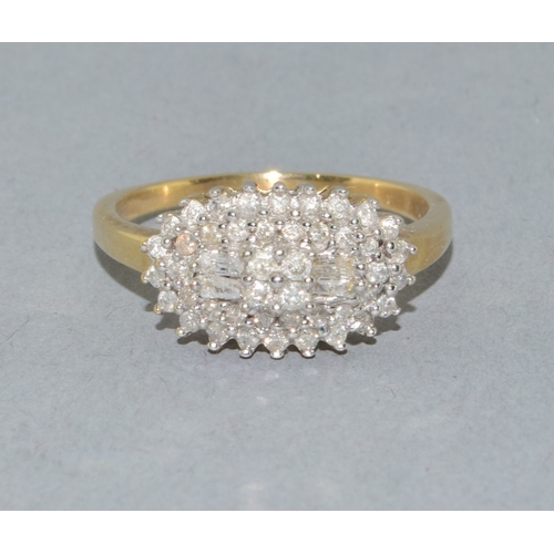 213 - Diamond vari-cut statement ring in 9ct gold estimated as 0.50cts in an open work setting size R. 3.9... 