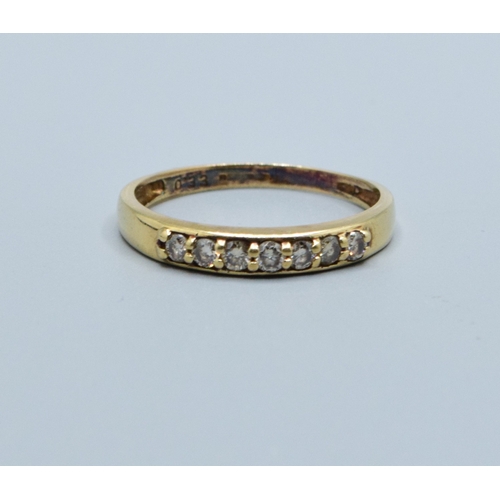 271 - 9ct gold ladies vintage & stone Diamond half eternity ring in a channel setting fully hallmarked... 