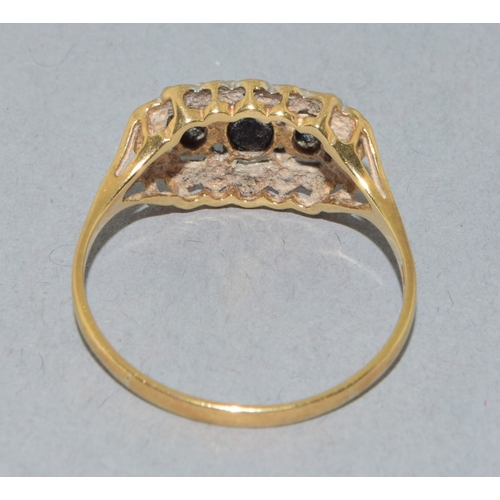 350 - 9ct gold vintage Sapphire and Diamond classic design dress ring and marked as diamond in the ring si... 