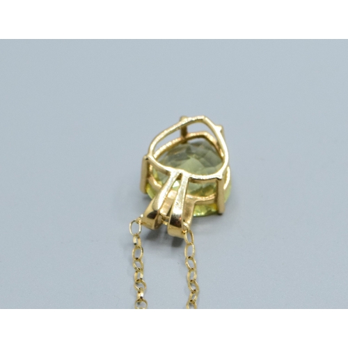 17 - 9ct gold ladies Citrine and Diamond pendant necklace of 2.0cm drop on a 9ct gold chain of 44cm long