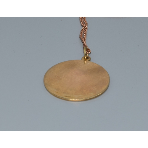 32 - 9ct gold vintage St Christopher pendant necklace on a 9ct rose gold 38cm long chain the pendant is 2... 