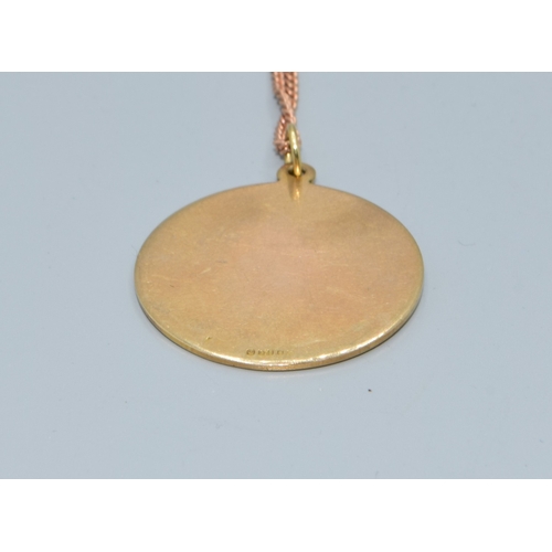 32 - 9ct gold vintage St Christopher pendant necklace on a 9ct rose gold 38cm long chain the pendant is 2... 