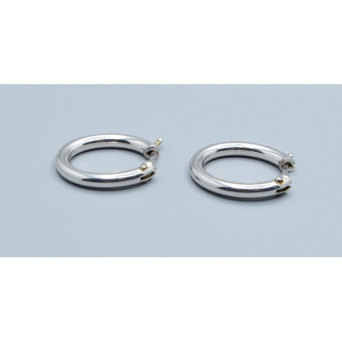 227 - 9ct white gold oval drop hoop earrings 20mm drop, 17mm wide