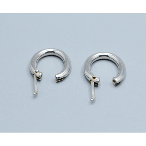 227 - 9ct white gold oval drop hoop earrings 20mm drop, 17mm wide