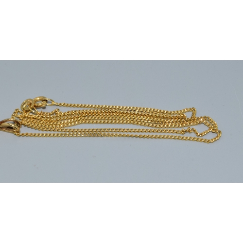 257 - 9ct gold Diamond and Sapphire drop pendant necklace together with a 44cm long 9ct gold chain 3.7gram... 