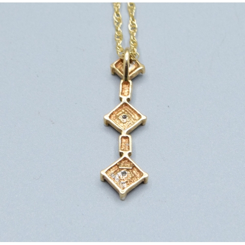 272 - 9ct gold drop Diamond pendant necklace on a 9ct gold chain of 38cm pendant drop of 3cm 2.7grams