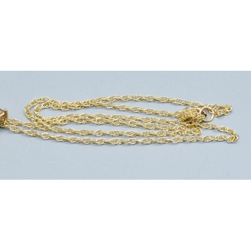 272 - 9ct gold drop Diamond pendant necklace on a 9ct gold chain of 38cm pendant drop of 3cm 2.7grams