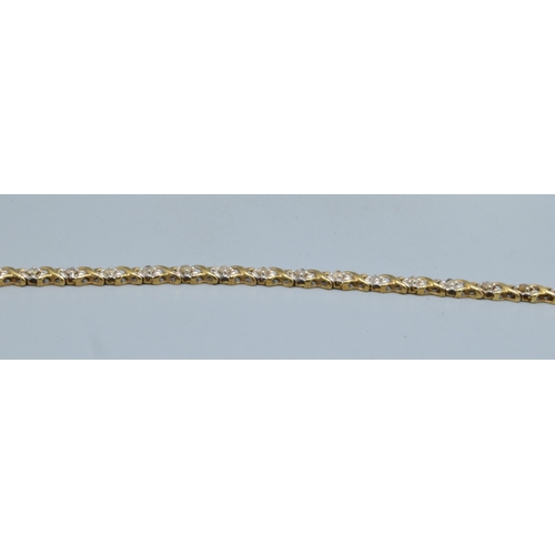 347 - 9ct gold ladies fancy link Diamond line bracelet 18cm long, 4.5mm wide 5.25grams
