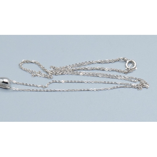 349 - 9ct white gold ladies Pink Sapphire pendant necklace of 1.5cm drop&nbsp; on a 9ct white chain of 46c... 