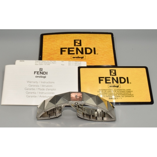 9 - Fendi ladies Stainless steel watch with stainless steel strap and Papers together a gold tone ladies... 