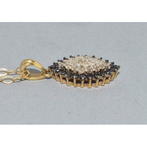 199 - 9ct gold superb Diamond and Sapphire marquise shape pendant necklace on a 9ct gold chain 44cm long 3... 