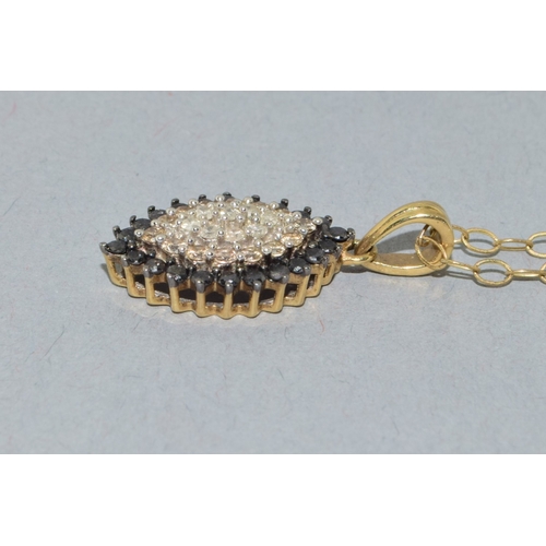 199 - 9ct gold superb Diamond and Sapphire marquise shape pendant necklace on a 9ct gold chain 44cm long 3... 