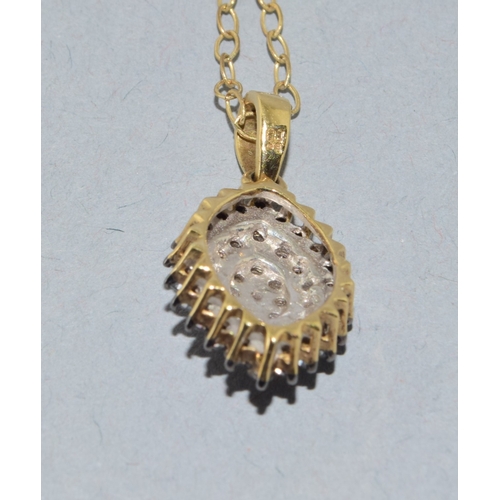 199 - 9ct gold superb Diamond and Sapphire marquise shape pendant necklace on a 9ct gold chain 44cm long 3... 