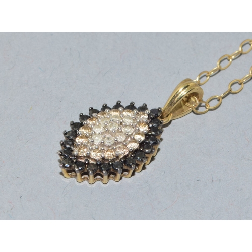 199 - 9ct gold superb Diamond and Sapphire marquise shape pendant necklace on a 9ct gold chain 44cm long 3... 