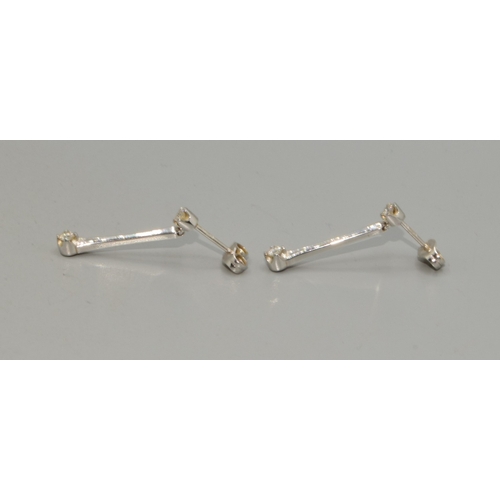 4 - Super 18ct white gold Diamond drop earrings in a contemporary design with estimated 0.25ct diamond a... 