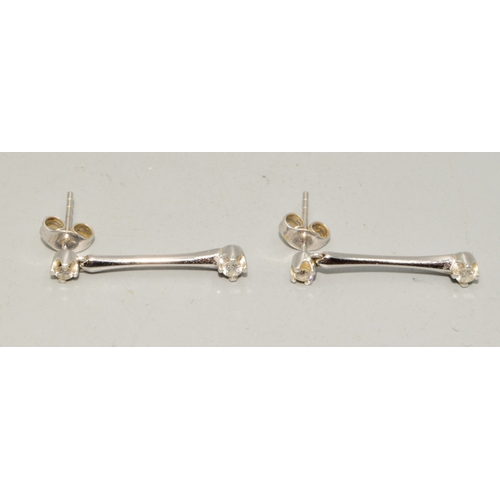 4 - Super 18ct white gold Diamond drop earrings in a contemporary design with estimated 0.25ct diamond a... 