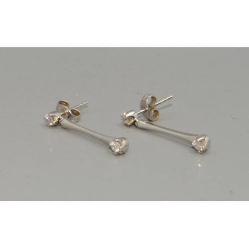 4 - Super 18ct white gold Diamond drop earrings in a contemporary design with estimated 0.25ct diamond a... 