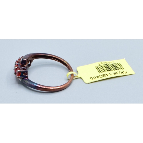 128 - New with Tag 925 silver/gold garnet and Diamond twist shape dress ring size R