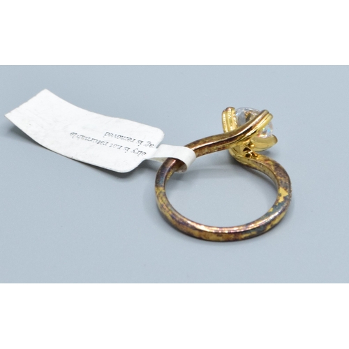 149 - New with Tag 925 silver/gold large ladies Solitaire dress ring size P