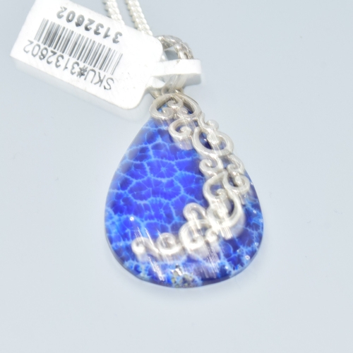 56 - 925 silver Tear drop pendant necklace new with tags on a 925 silver neck chain of 80cm also new