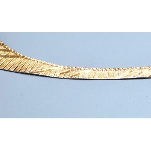 97 - 925silver and gold mix Cleopatra style flat link necklace with lobster claw catch 44cm long, 2cm at ... 