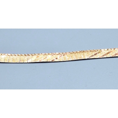 97 - 925silver and gold mix Cleopatra style flat link necklace with lobster claw catch 44cm long, 2cm at ... 