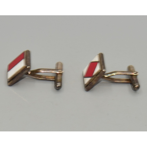 235 - Pair of good silver and enamel cufflinks
