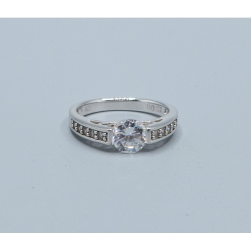 71 - Superb white gem set 925 silver solitaire ring size O
