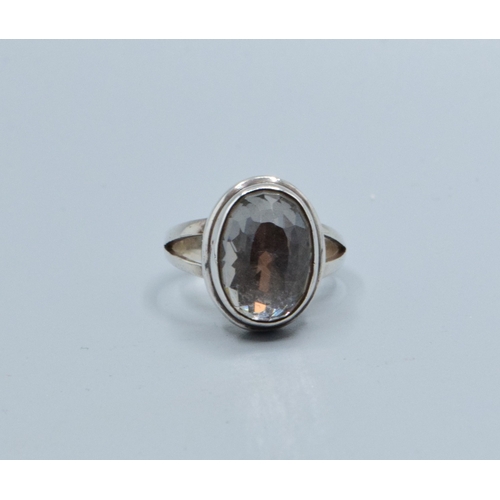 158 - Harlequin cut crystal 925 silver ring size N